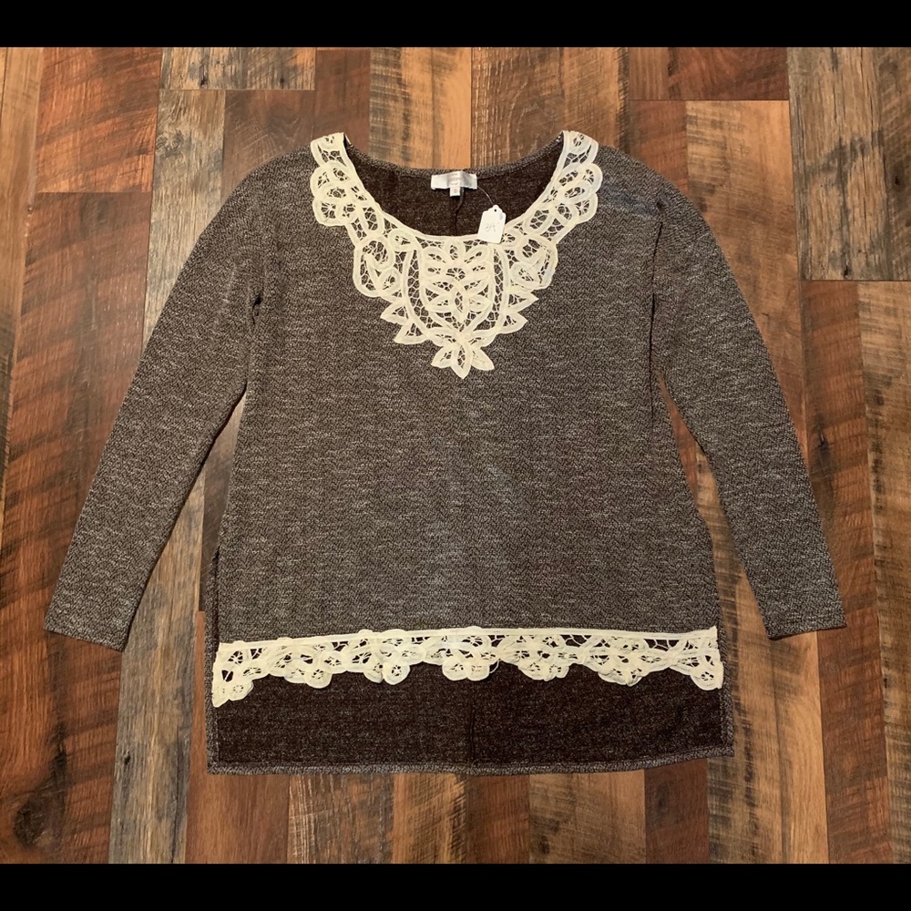 Sweater with lace accents